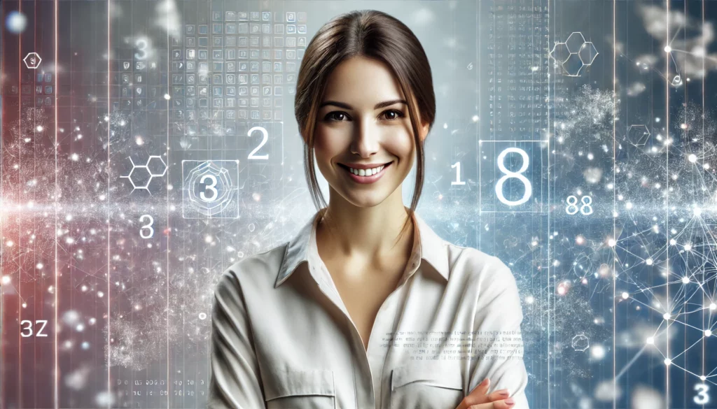 realistic photo style image of a smiling woman