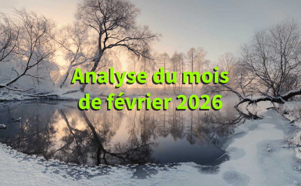 Paysage hivernal avec une rivière calme bordée d’arbres givrés, reflétant la lumière douce du lever du jour symbole d’introspection, de clarté progressive et de mise en mouvement intérieure en février 2026.