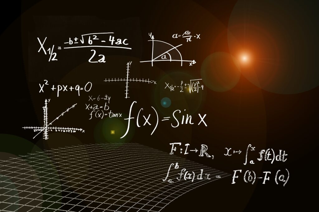 Illustration symbolique des nombres et des calculs mathématiques représentant la logique et la structure derrière la numérologie