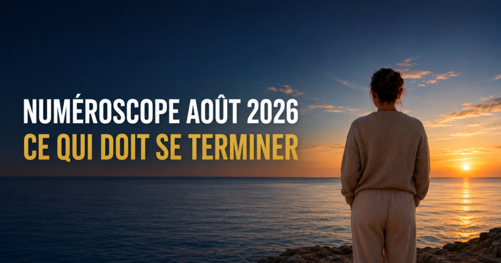 Personne face à la mer au coucher du soleil, illustrant la fin d’un cycle pendant le mois universel 9 d’août 2026.